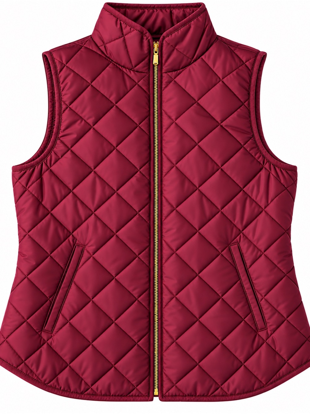 Old Navy Quilted Wine Red Women's Vest with Gold Zipper